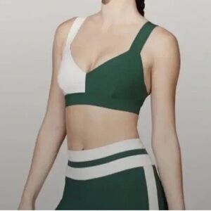 VAARA Elsa Two-Tone Sports Bra Swimsuit Bikini Top White Green Medium